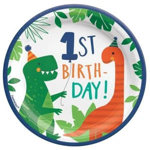 Dino-Mite 1. Geburtstag Dinosaurier Dessert Kuchen Teller Partyzubehör Geschirr 8Ct - Bild 1 von 1