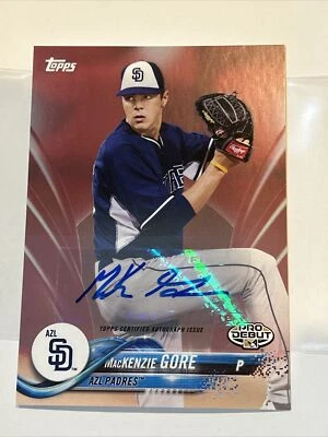 Mackenzie Gore Auto 2018 Topps Pro Debut Autograph /10 Red PSA 10 - Image 1 of 4