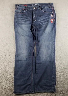 Coogi Jeans Mens 41x34 Blue Denim Embroidered Wide Leg Baggy y2K 90s Street - Image 1 of 4