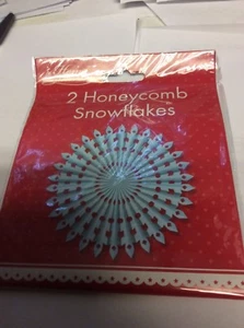CHRISTMAS SNOWFLAKE HONEYCOMB DECORATION APPROX 24cm BLUE - Picture 1 of 1
