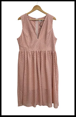 NWOT ST FROCK Pink Broderie Fit & Flare A-Line Midi Dress Size 18 - image 1 of 4