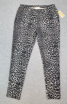 Michael Kors Pants Core Of Kors Pull-On Ankle Black Animal Print Womens L NWT - Image 1 of 4