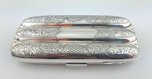EDWARDIANISCHES SILBER DREI RÖHREN ZIGARRENETUI MIT LEERER KARTUSCHE HM B'HAM 1907 124g - Bild 1 von 13