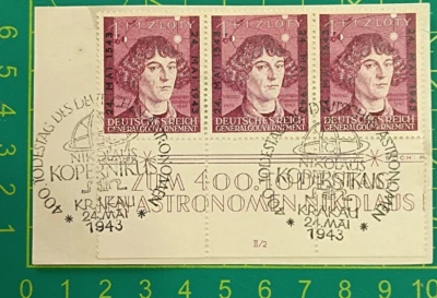 Generalgouvernement 1943,Cut square from FDC cover,streep of 3,cancel 24.05.1943 - Image 1 of 4