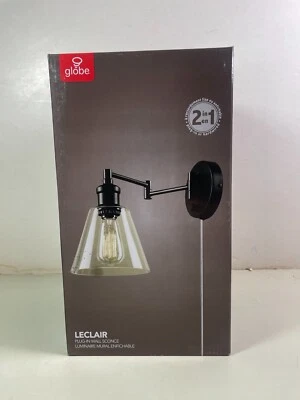 Globe LeClair Wall Sconce 1-Light in Dark Bronze Plug-In or Hardwire Wall Sconce - Image 1 of 4