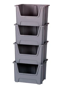 Stack Nest Plastic Open Fronted Recycling 50 Litre Plastic Storage Box Bins - Picture 1 of 11