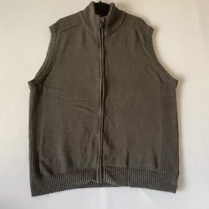 Tricots St Raphael Sweater Vest Full Zip Men's 2XLT Olive Green Sherpa Neck - Picture 1 of 10