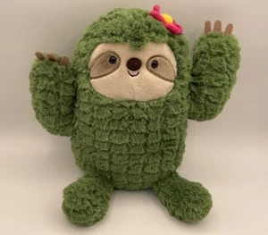 Aurora 2021 Green Sloth Plush Weighted Bottom Approx 10”H Pink Bow - Picture 1 of 4