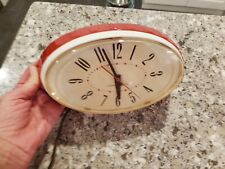 Vintage General Electric GE Red & White Retro Kitchen Wall Clock WORKS!