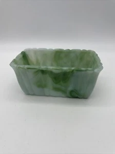 Vintage Marmoriert Grün Weiß Milchglas Laib Schale 6x4 Hergestellt in den USA - Bild 1 von 7