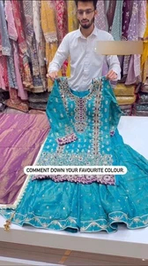 WEDDING SHARARA GHARARA PLAZZO SUIT SEQUENCE READYMADE PUNJABI PLAZZO SUIT - Picture 1 of 5