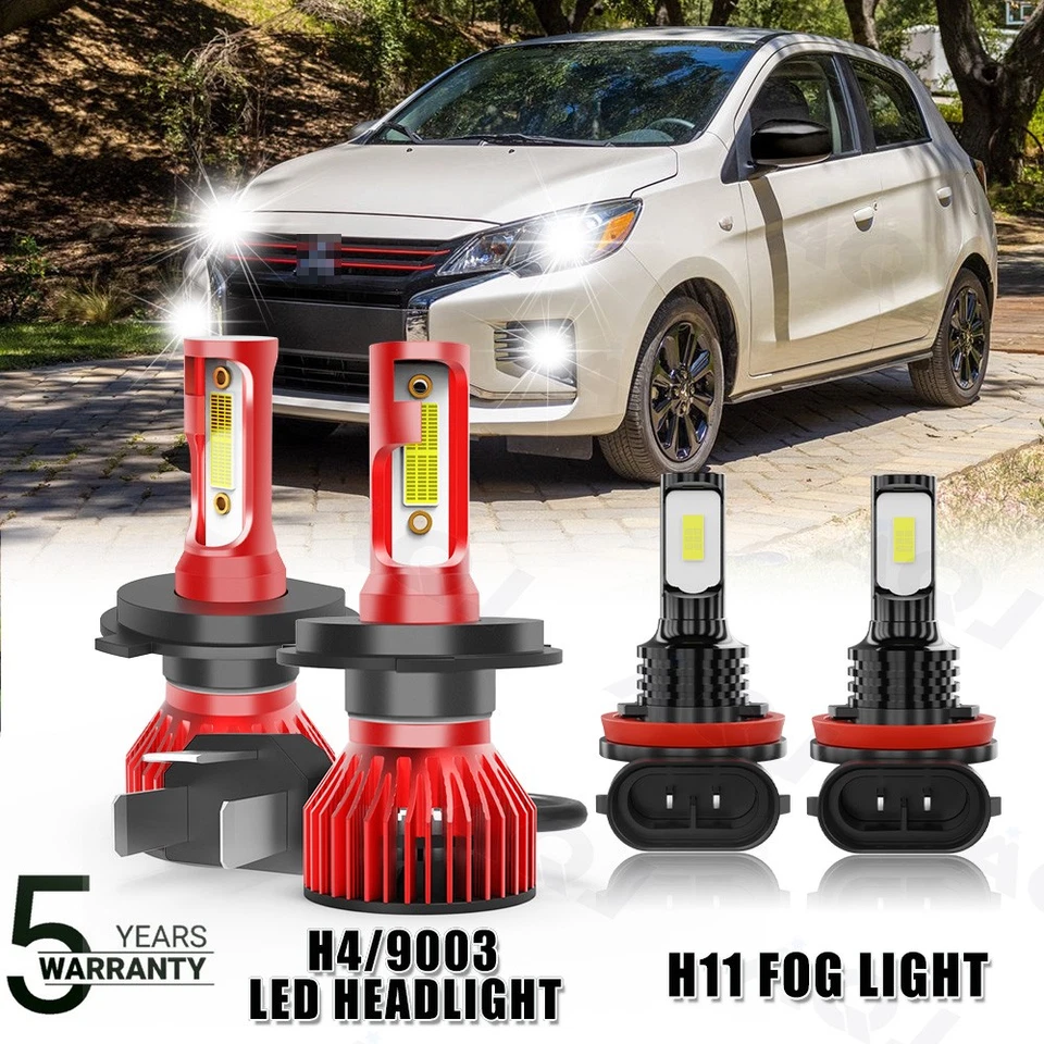 For Mitsubishi Mirage 2014-2023 LED Headlight Hi/Lo+Fog light Combo Bulbs 6000K Foto 1 de 4