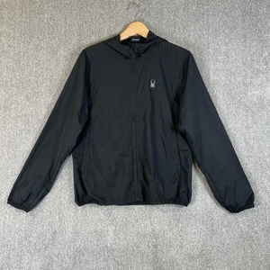 Chaqueta Spyder Para Hombres Mediana Negra Con Capucha Cortavientos Senderismo Caminar - Imagen 1 de 13