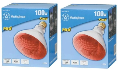 Floodlight Bulb BR38 E26 100W 120V 2000-Hrs Red - Westinghouse 0441000 (2-Pack) - Image 1 of 3