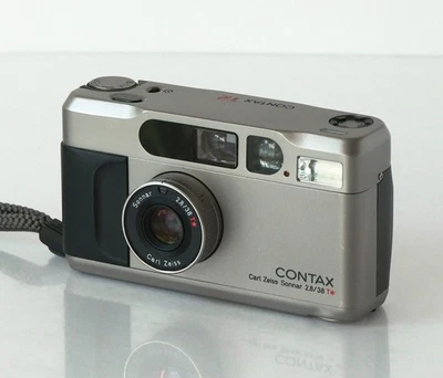 Contax T 2 mit Carl Zeiss Sonnar 38/2.8T* Sucherkamera Silber - Bild 1 von 4