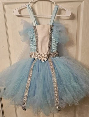 Girl's Sz 6 Adjustable Ice Blue Tutu Dress Halloween Disney Dress Up Elsa Theme - Image 1 of 4
