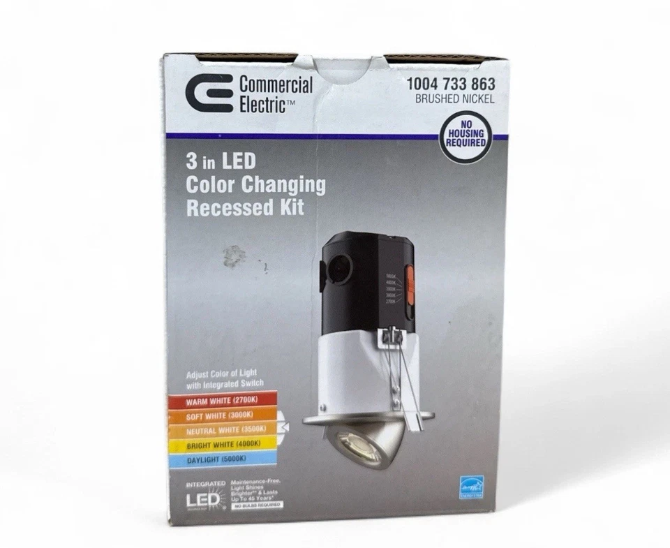 Downlight empotrado cardán LED de 3" eléctrico comercial de 1 paquete 2700K-5000K cepillado Foto 1 de 1