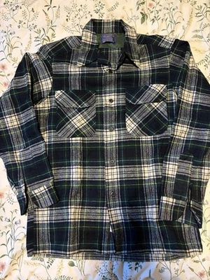 Pendleton board Shirt Vintage Wool Flannel Green Plaid Small Button up - Image 1 of 3