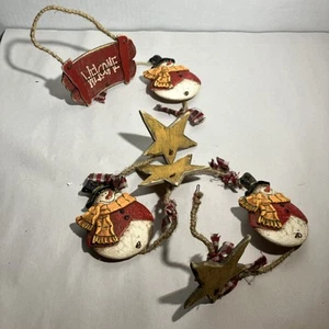 Christmas Garland Snowmen Stars Direct International Welcome Ceramic - Picture 1 of 7