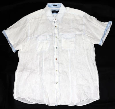 Bugatchi Uomo Classic Fit Men's Short Sleeve Button Front Linen Shirt Size XL - Image 1 of 4