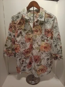Damen Croft & Barrow Shirt 3/4 Arm Ösen Blumenmuster Gr. XL - Bild 1 von 3
