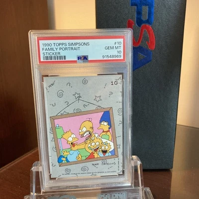 1990 Topps Simpsons Sticker #10 Simpsons Family Portrait PSA 10 GEM MINT Pop 21 - Image 1 of 4