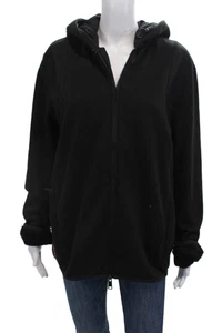 Prada Womens Zippered Pocket Detail Faux Fur Lined Hooded Jacket Black Size M - Picture 1 of 6