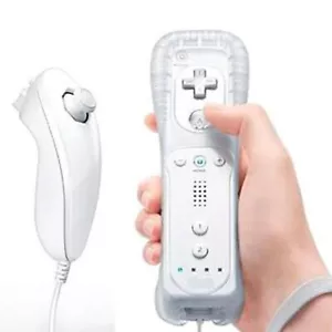 REMOTE CONTROLLER FOR NINTENDO WII CONSOLE + NUNCHUCK NUNCHUK + SILICON + STRAP - Picture 1 of 5