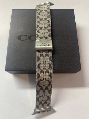 Coach Unisex Apple Watch Band Silver And Black Stainless Steel New - Image 1 of 4