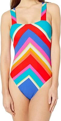 Maiô Trina Turk 284671 perna alta peça única, laranja//pôr do sol Chevron, 4 - Imagem 1 de 3