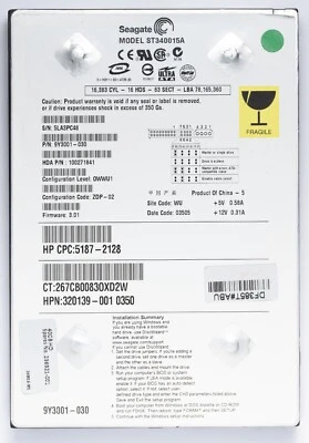 Seagate Barracuda 40GB IDE Desktop Hard Drive Model ST340015A P/N 9Y3001-030 - Image 1 of 2