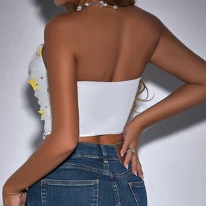 Top corto estilo flor bordado espina de pescado malla top moda callejera éxito Instagram - Imagen 1 de 15