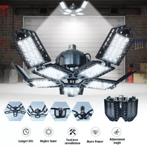 Deformable LED Garage Lights Garage Ceiling Lights Bulbs With Adjustables Panels - Picture 1 of 13