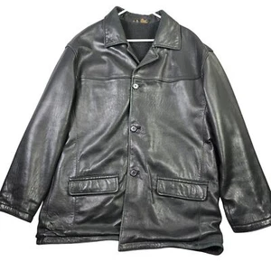 Vintage Reed Reversible Leather & Fleece Jacket Men's Medium Black Mid Length - Picture 1 of 16