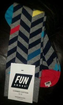 Meias divertidas masculinas cinza multicoloridas Herringbone Crew tamanho 10-13 - Imagem 1 de 2