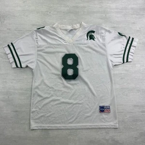 Vintage 90s Michigan State Football Jersey Size Large White Spartans #8 MSU - Picture 1 of 8