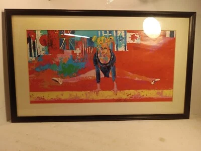 Impresión enmarcada de gimnasta olímpica rusa Olga Korbut 1976 vintage de Leroy Neiman Foto 1 de 4