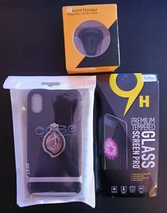 iPhone X Case Glass Screen Pro Screen Protector Magnetic Mount Holder All New - Picture 1 of 8