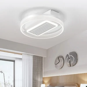 Ceiling Fan Light 20'' White LED Flush Mount Bladeless with Remote Control Kit - Picture 1 of 12