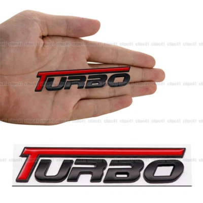 Black Car 3D Turbo Metal Zinc Alloy Fender Emblem Rear Trunk Badge Sticker Decal - Image 1 of 4