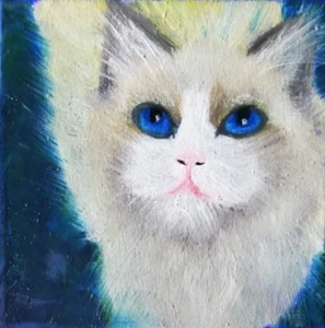 Katze Öl Gemälde original.Haustier Malerei für Katzenliebhaber.Kein Rahmen.20x20 - Bild 1 von 2