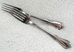 Chateau Dinner Fork Lot of 2 Chateau Community Glossy Stainless Flatware Vietnam - Picture 1 of 3