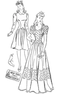 Past Patterns 0501VR - Early 1940s Formal Dress for Evenings & Weddings pattern - Picture 1 of 3