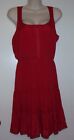 NWT Maurices Women's Red Elastic Waist Tank Dress Lined Ruffled Buttons Sz Small