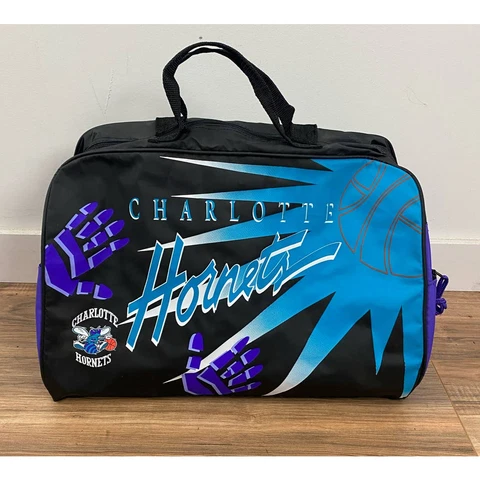 VTG 90s RETRO NBA Official Charlotte Hornets gym travel duffel bag Cover