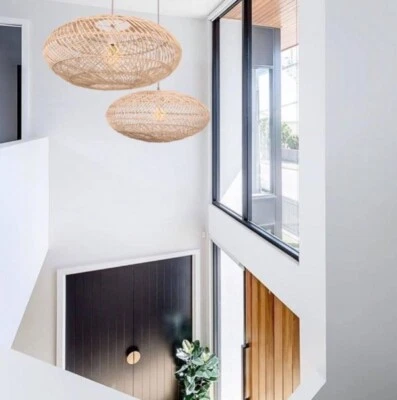 Pendant Rattan Hanging Light Weav Natural Bamboo Ceiling Light Fixture Lampshade - Image 1 of 4