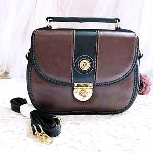Flip Handtasche Leder dunkelbraun Multitaschen und Umhängetasche - Bild 1 von 22