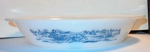 Vintage Glasbake BLAU CURRIER & IVES geteilt KASSEROLLE Relish Schale Milchglas - Bild 1 von 5