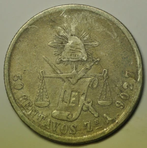 mw19050 Mexico; Silver 50 Centavos 1875 Zs A Zacatecs Mint KM#407.8 - Picture 1 of 2