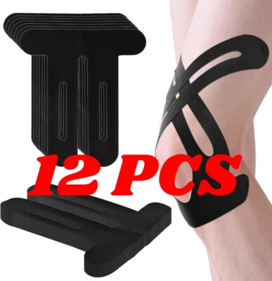 Cinta de kinesiología precortada para rodillas 12 un. - Soporte atlético transpirable impermeable Foto 1 de 4